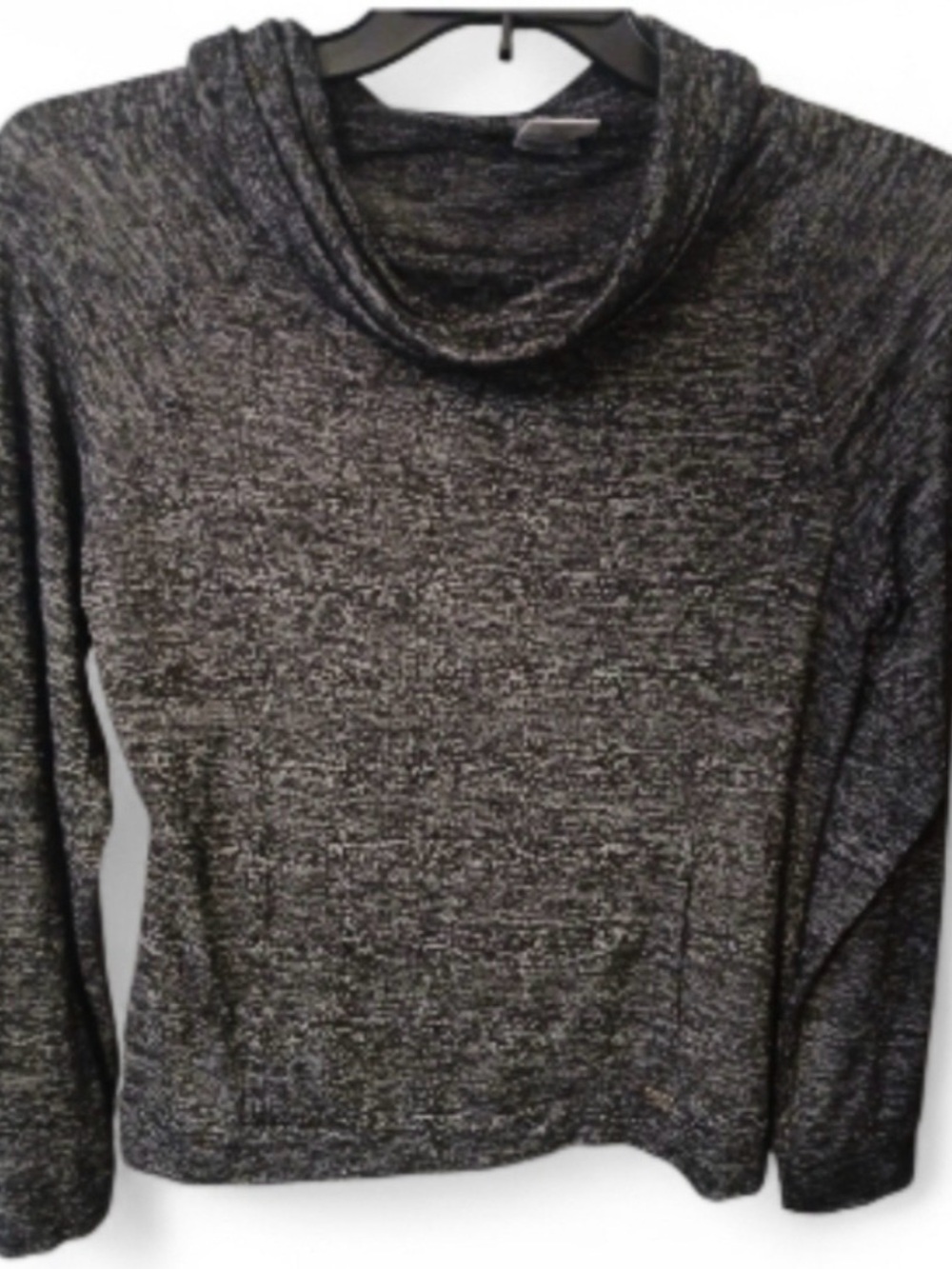 Hello Mello Heathered Black Gray Cowl Neck Top